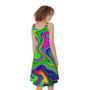 Green Abstract Liquid Trippy Print Sleeveless Knee Length Dress