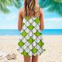 Green And White Mermaid Scales Spaghetti Strap Summer Dress