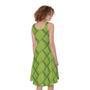 Green Bamboo Print Sleeveless Knee Length Dress