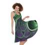 Green Fractal Print Sleeveless Knee Length Dress