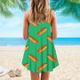 Green Hotdogs Spaghetti Strap Summer Dress