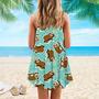 Green Lazy Sleeping Sloth Spaghetti Strap Summer Dress