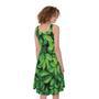 Green Leaf Print Sleeveless Knee Length Dress