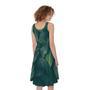 Green Leaves Print Sleeveless Knee Length Dress