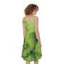 Green Lettuce Leaves Print Sleeveless Knee Length Dress