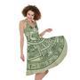 Green Maya Calendar Print Sleeveless Knee Length Dress