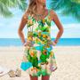 Green Parrot Drink Beer Oktoberfest Spaghetti Strap Summer Dress