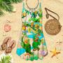 Green Parrot Drink Beer Oktoberfest Spaghetti Strap Summer Dress