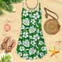 Green Seamless Aloha Green Spaghetti Strap Summer Dress