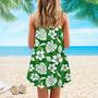 Green Seamless Aloha Green Spaghetti Strap Summer Dress