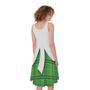 Green Shamrock Tartan Print Sleeveless Knee Length Dress