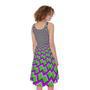 Green Shapes Moving Optical Illusion Sleeveless Knee Length Dress