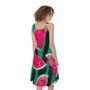 Green Striped Watermelon Pattern Print Sleeveless Knee Length Dress