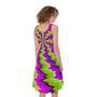 Green Vortex Moving Optical Illusion Sleeveless Knee Length Dress