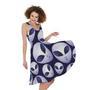 Grey Alien Face Pattern Print Sleeveless Knee Length Dress