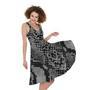 Grey And Black Snakeskin Print Sleeveless Knee Length Dress