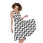 Grey And White Chevron Pattern Print Sleeveless Knee Length Dress