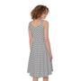 Grey And White Zigzag Pattern Print Sleeveless Knee Length Dress