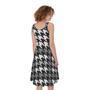 Grey Houndstooth Pattern Print Sleeveless Knee Length Dress