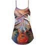 Guitar Abstract Colorful Lover Guitar Art Style - V-Neck Sleeveless Cami Dress