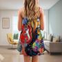 Guitar Galaxy Amazing Background Colorful - V-Neck Sleeveless Cami Dress