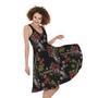 Guns And Flowers Pattern Print Sleeveless Knee Length Dress