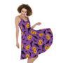 Halloween Bat And Pumpkin Pattern Print Sleeveless Knee Length Dress