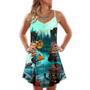 Halloween Black Cat Pumpkin Scary Style - V-Neck Sleeveless Cami Dress