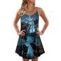 Halloween Black Cat Scary Style - V-Neck Sleeveless Cami Dress