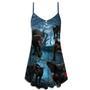 Halloween Black Cat Scary Style - V-Neck Sleeveless Cami Dress