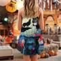 Halloween Black Wolf Crazy Starry Night Blood Art Style - V-Neck Sleeveless Cami Dress