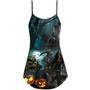 Halloween Ghost In The Dark Pumpkin Scary - V-Neck Sleeveless Cami Dress