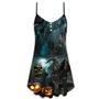 Halloween Ghost In The Dark Pumpkin Scary - V-Neck Sleeveless Cami Dress