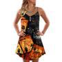 Halloween Owl Pumpkin Scary - V-Neck Sleeveless Cami Dress