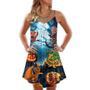 Halloween Pirate Skeleton Scary - V-Neck Sleeveless Cami Dress