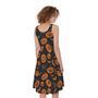 Halloween Pumpkin And Bat Pattern Print Sleeveless Knee Length Dress