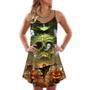 Halloween Pumpkin Crazy Ghost Style - V-Neck Sleeveless Cami Dress