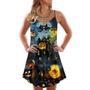 Halloween Pumpkin Scary Sky Night - V-Neck Sleeveless Cami Dress