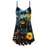 Halloween Pumpkin Scary Sky Night - V-Neck Sleeveless Cami Dress