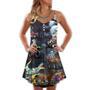 Halloween Skeleton Dinosaur Driving Monster Truck - V-Neck Sleeveless Cami Dress