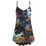 Halloween Skeleton Dinosaur Driving Monster Truck - V-Neck Sleeveless Cami Dress