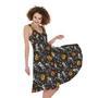 Halloween Skeleton Party Pattern Print Sleeveless Knee Length Dress