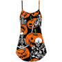 Halloween Skeleton Pumpkin Scary - V-Neck Sleeveless Cami Dress