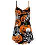 Halloween Skeleton Pumpkin Scary - V-Neck Sleeveless Cami Dress