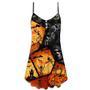 Halloween Skull Pumpkin Scary - V-Neck Sleeveless Cami Dress