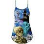 Halloween Skull Smoke Scream Starry Night Funny Boo Art Style - V-Neck Sleeveless Cami Dress