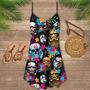 Halloween Starwars Stormtrooper Skull Tropical Neon - V-Neck Sleeveless Cami Dress