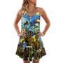 Halloween Zombie Crazy Starry Night Funny Boo Art Style - V-Neck Sleeveless Cami Dress