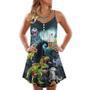 Halloween Zombie Saurus Scary - V-Neck Sleeveless Cami Dress