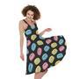 Happy Macarons Pattern Print Sleeveless Knee Length Dress